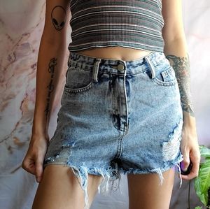 Shein High Rise Distressed Denim Shorts